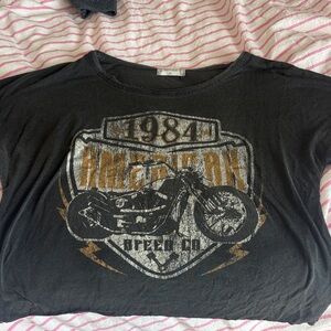 Altar'd State Gray Tee with Pink Stripes